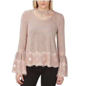 Altar'd State Long Sleeve Lace Overlay Top